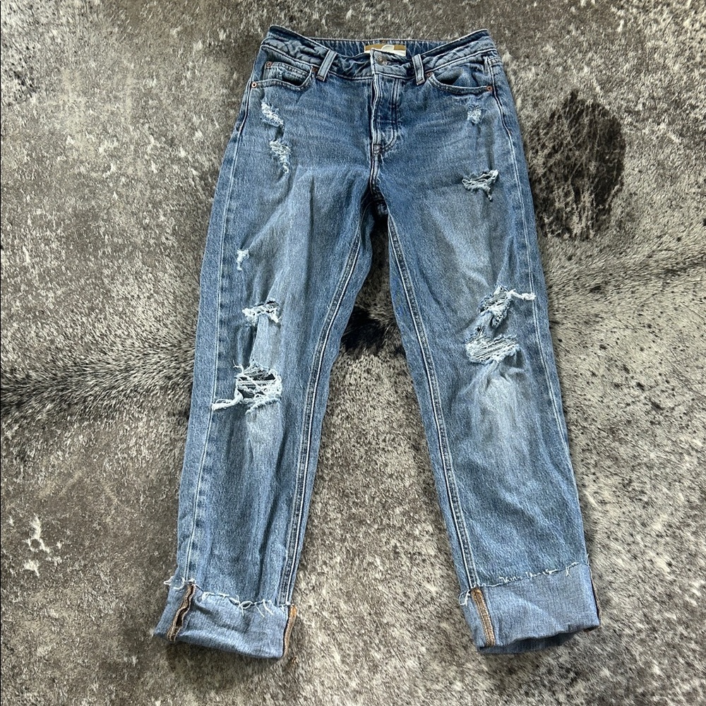 Distressed Blue Jeans